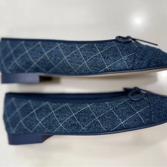 CHANEL Denim Quilted Ballet Flats in Deep Blue - Picture 3 of 7